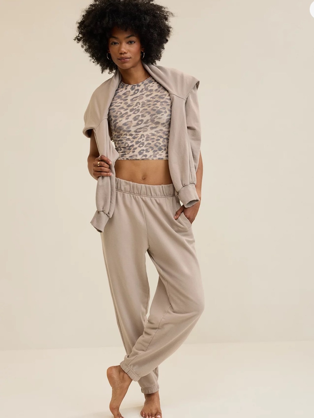 AERIE lightweight Jet Setter Jogger  sweatpants in stone harbor color